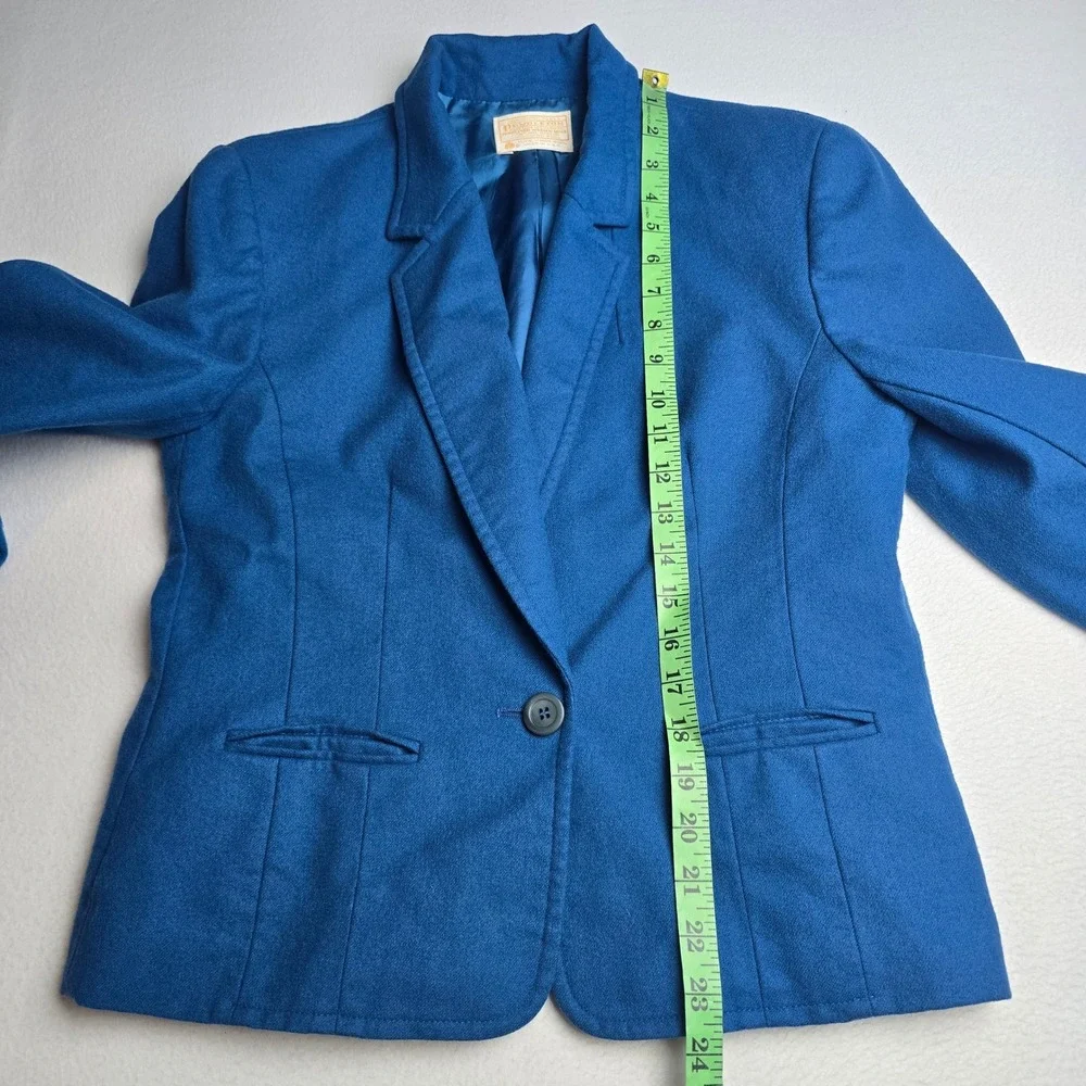 Pendleton Womens Blue 100% Virgin Wool Single Button Blazer Jacket‎ USA Size 10
